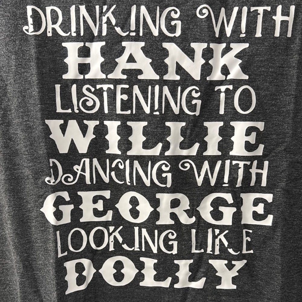 NEW..Gray Graphic Tee with White Text